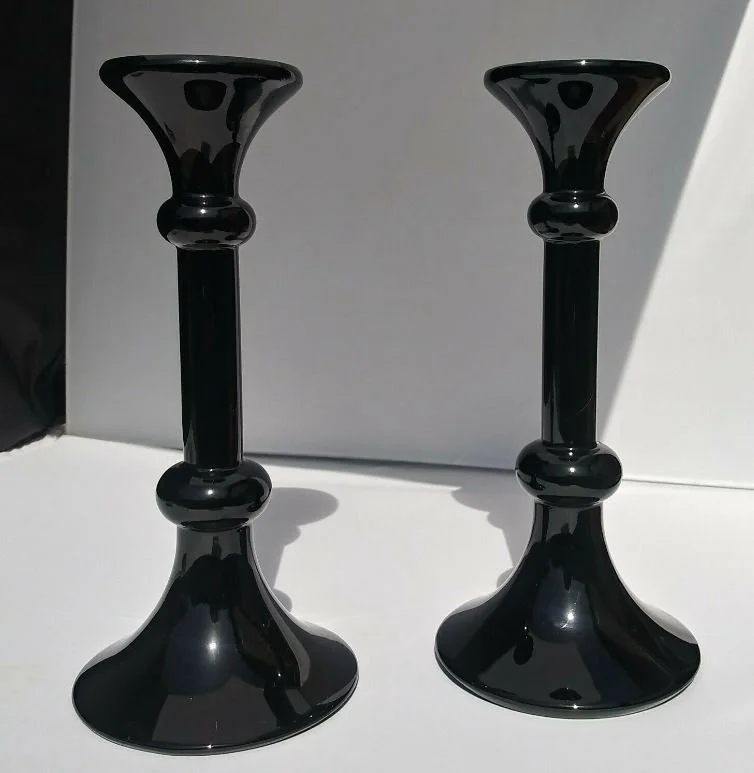 Val St. Lambert Black Ingo Candlestick Pair — Main Dish AZ